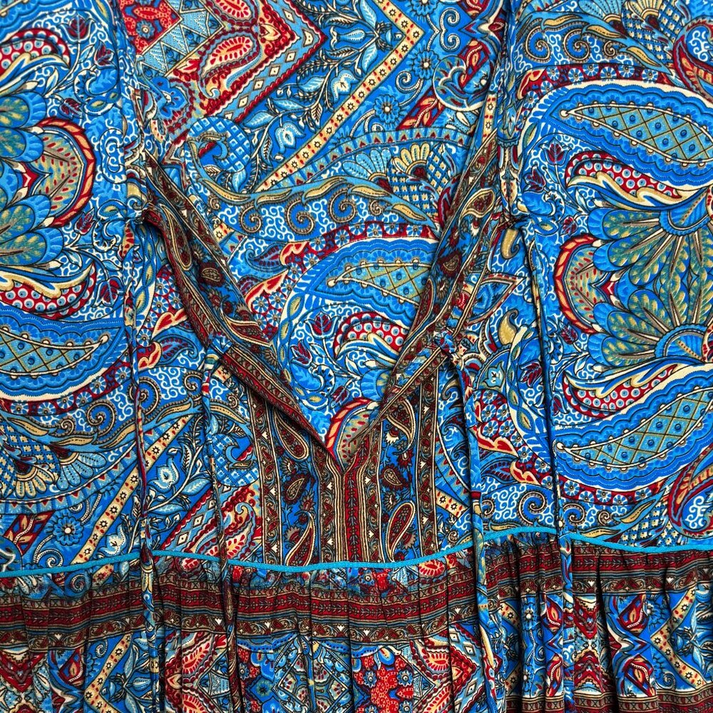 KARMA HIGHWAY PAISLEY GORPCORE MIDI DRESS BOHO GRANOLA SCANDI GIRL OS - Picture 2 of 7